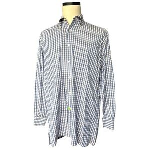 Cifonelli vintage made in Italy plaid check button up long sleeve cotton shirt|L